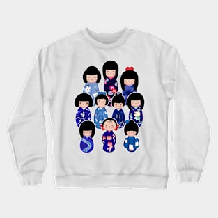 Kokeshi in Blue Crewneck Sweatshirt